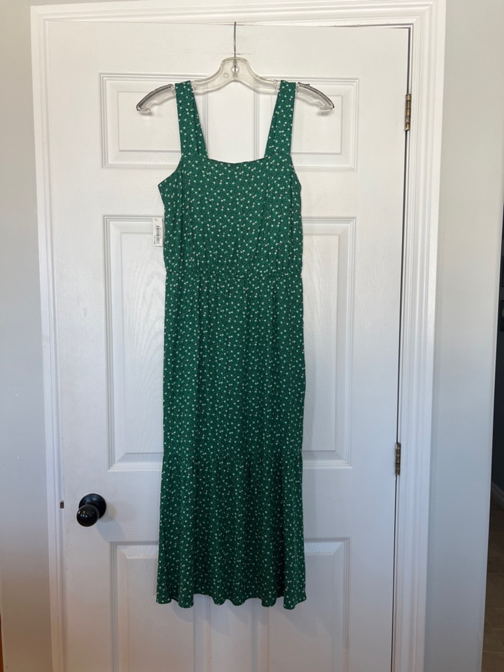 Amazon Essentials Green Floral Square-Neck Maxi Dress